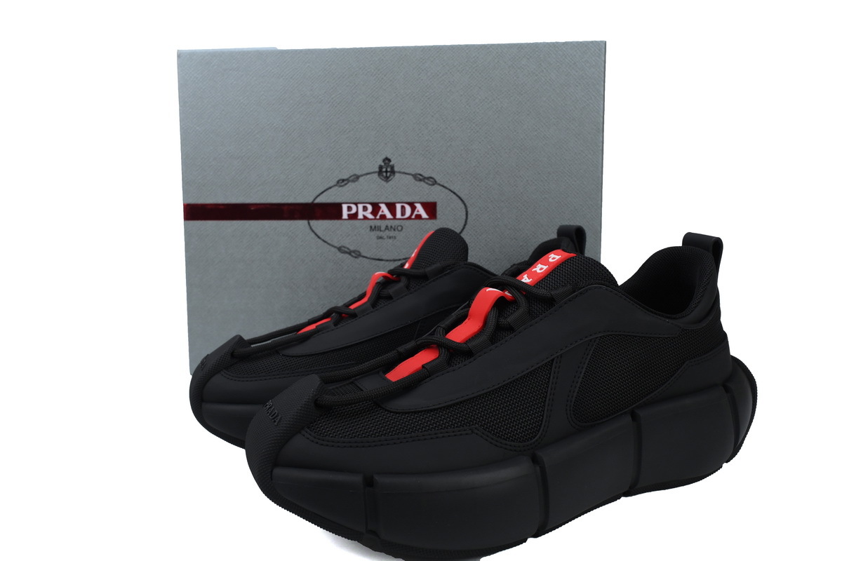 Prada Segment Neoprene and Rubber Sneakers Black Red
