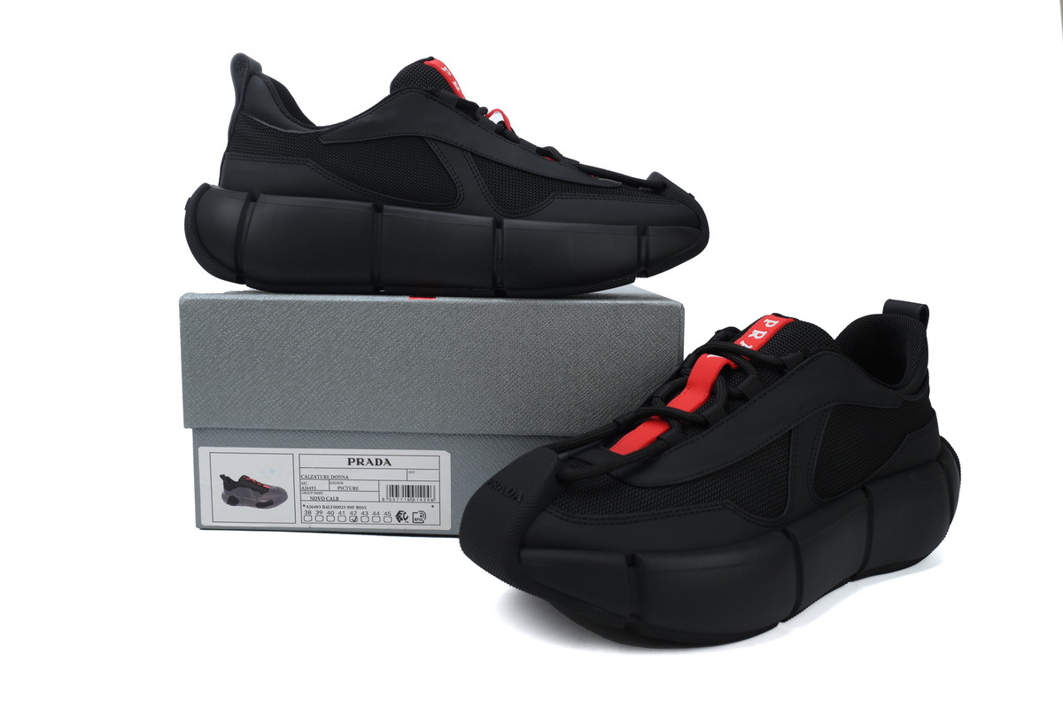 Prada Segment Neoprene and Rubber Sneakers Black Red