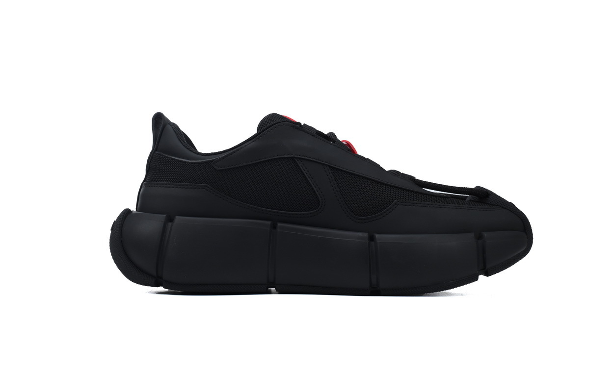 Prada Segment Neoprene and Rubber Sneakers Black Red
