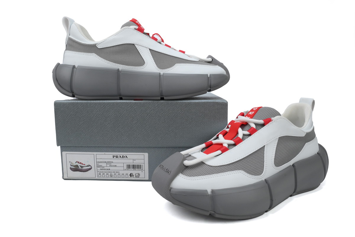 Prada Segment Neoprene and Rubber Sneakers Gray White
