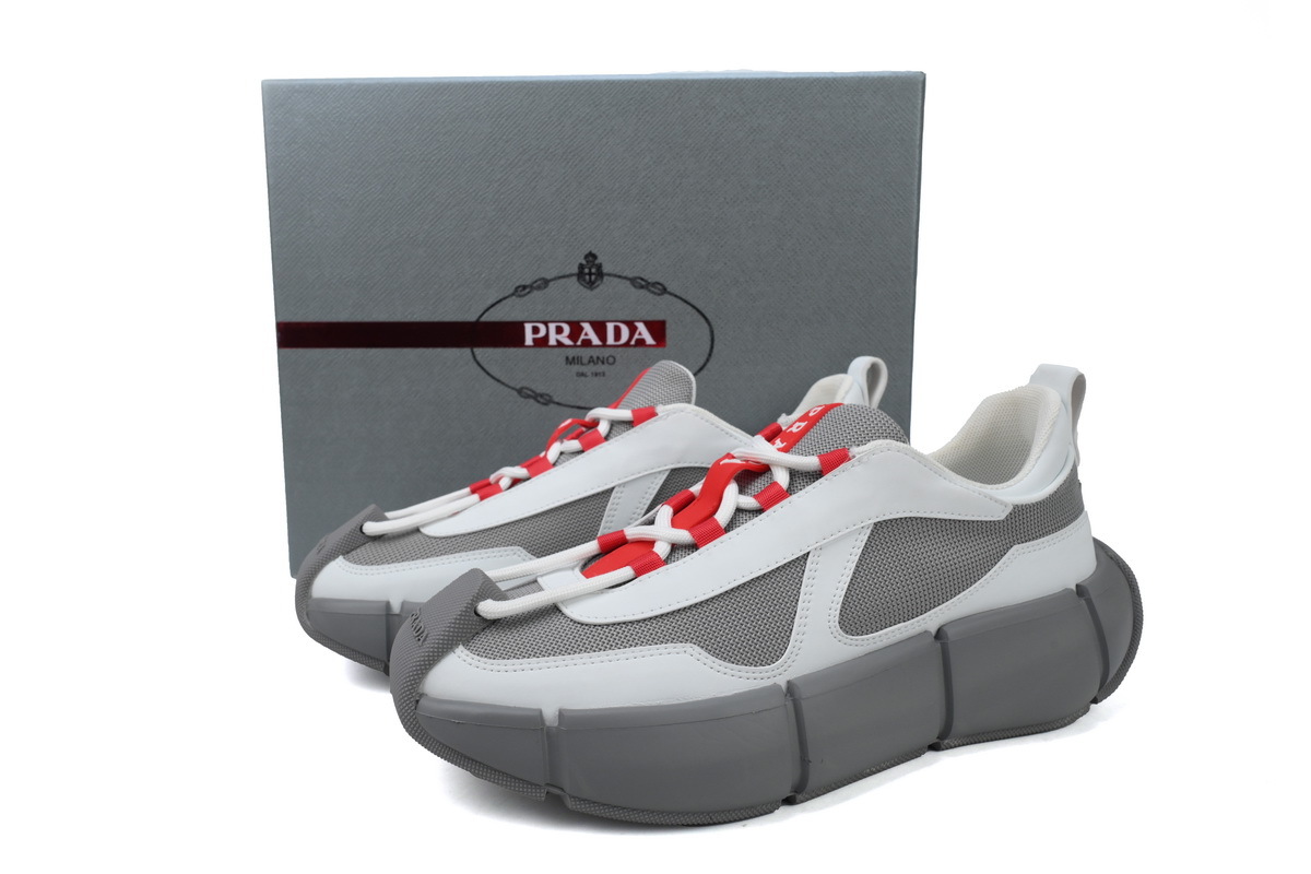 Prada Segment Neoprene and Rubber Sneakers Gray White