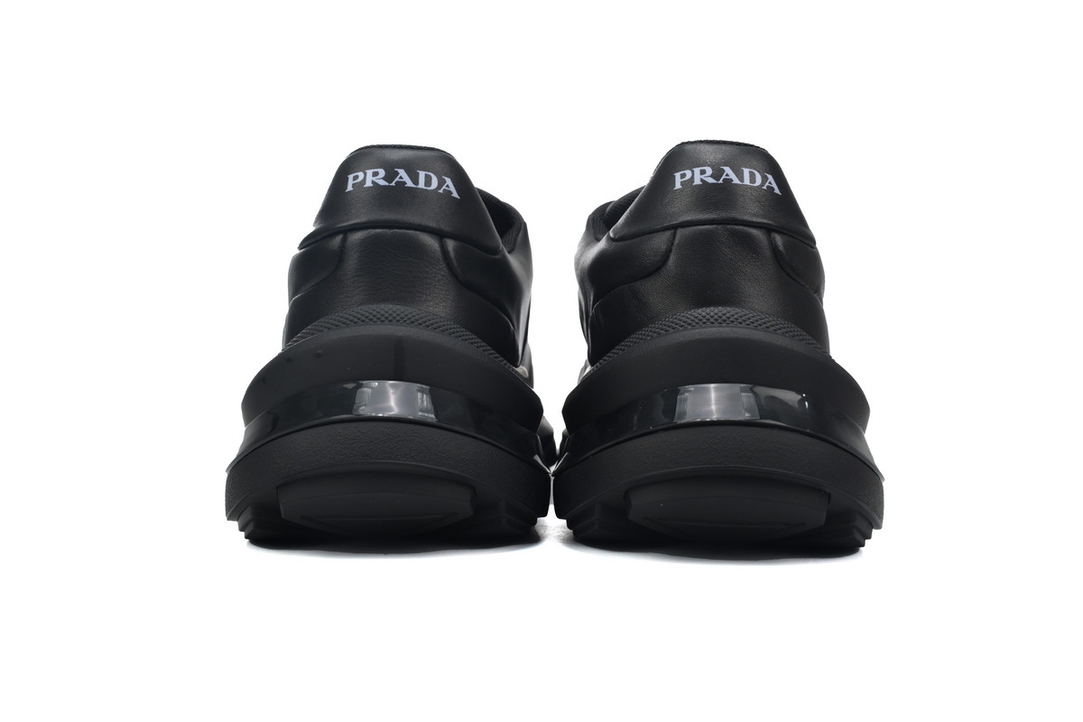 Prada Triangle Logo Leather Platform Sneakers Black