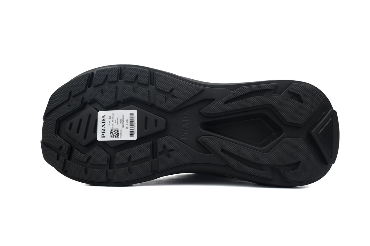 Prada Triangle Logo Leather Platform Sneakers Black