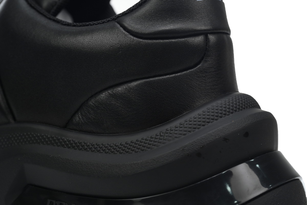 Prada Triangle Logo Leather Platform Sneakers Black