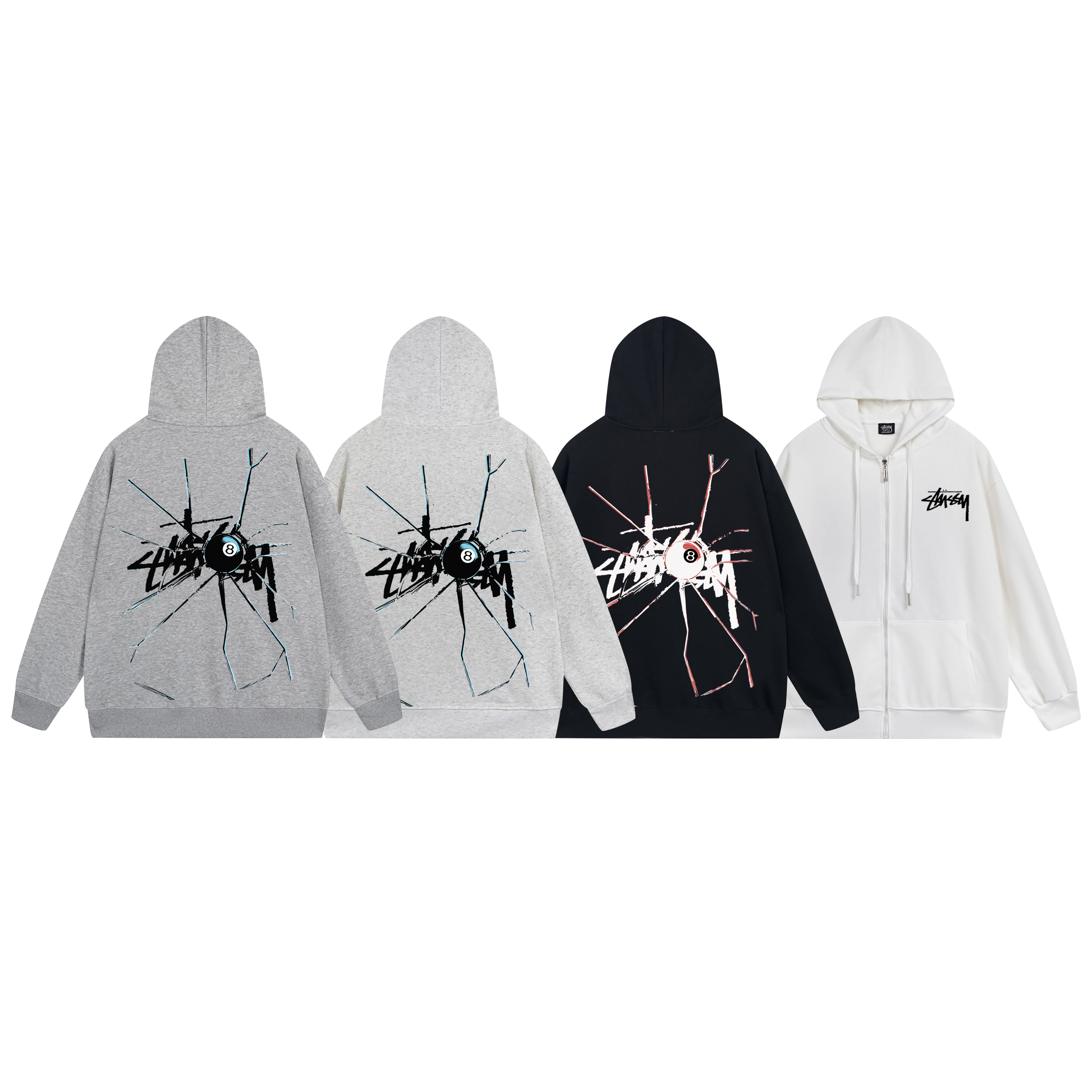 Stussy Abstract Line Figure Full-Zip Hoodie