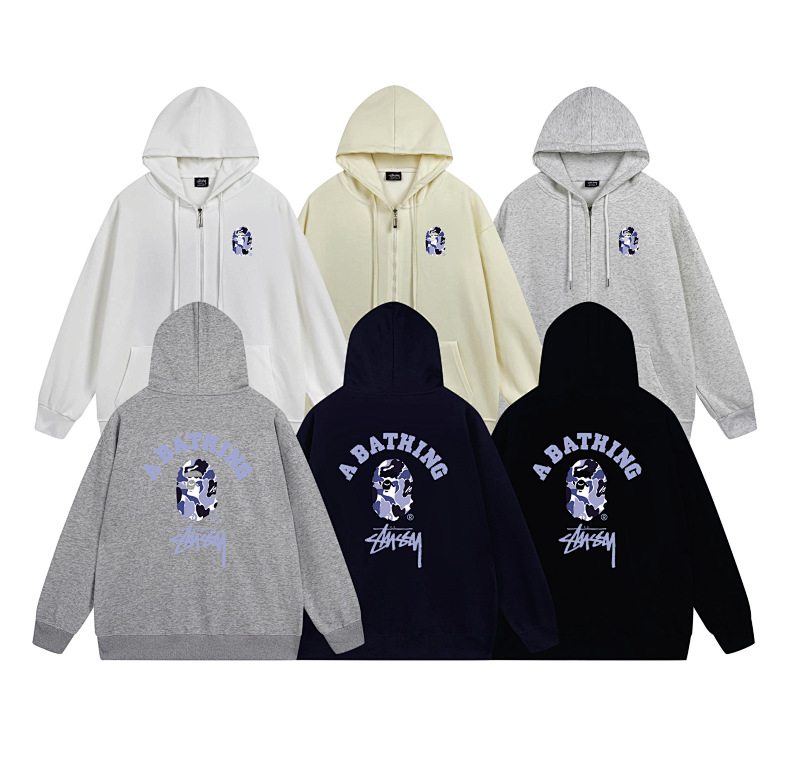 Stussy Blue Arch Portrait Full-Zip Hoodie