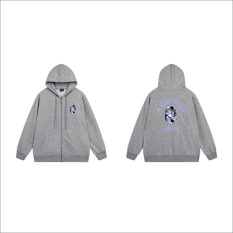 Stussy Blue Arch Portrait Full-Zip Hoodie