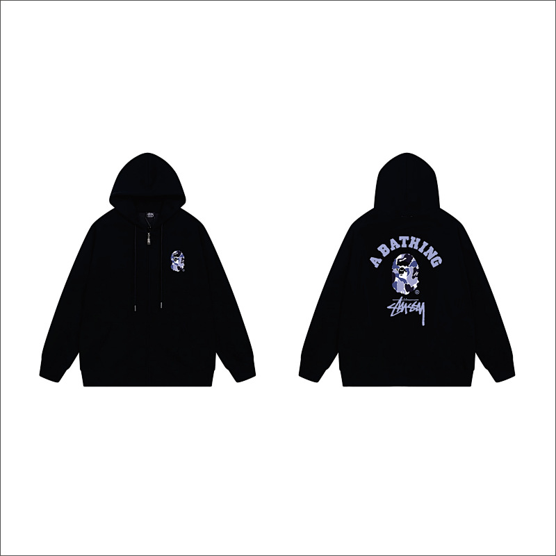 Stussy Blue Arch Portrait Full-Zip Hoodie