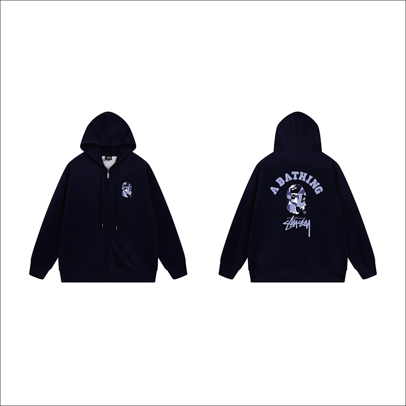 Stussy Blue Arch Portrait Full-Zip Hoodie