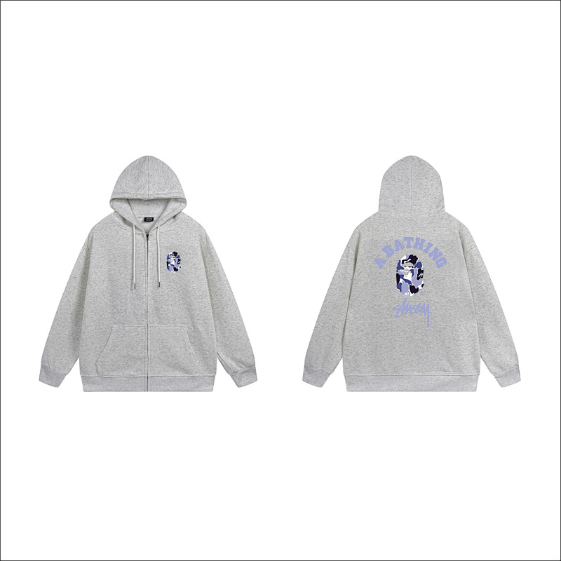 Stussy Blue Arch Portrait Full-Zip Hoodie