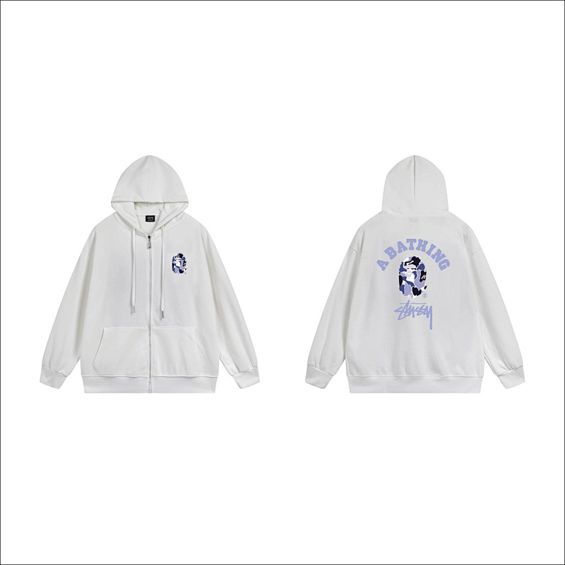 Stussy Blue Arch Portrait Full-Zip Hoodie