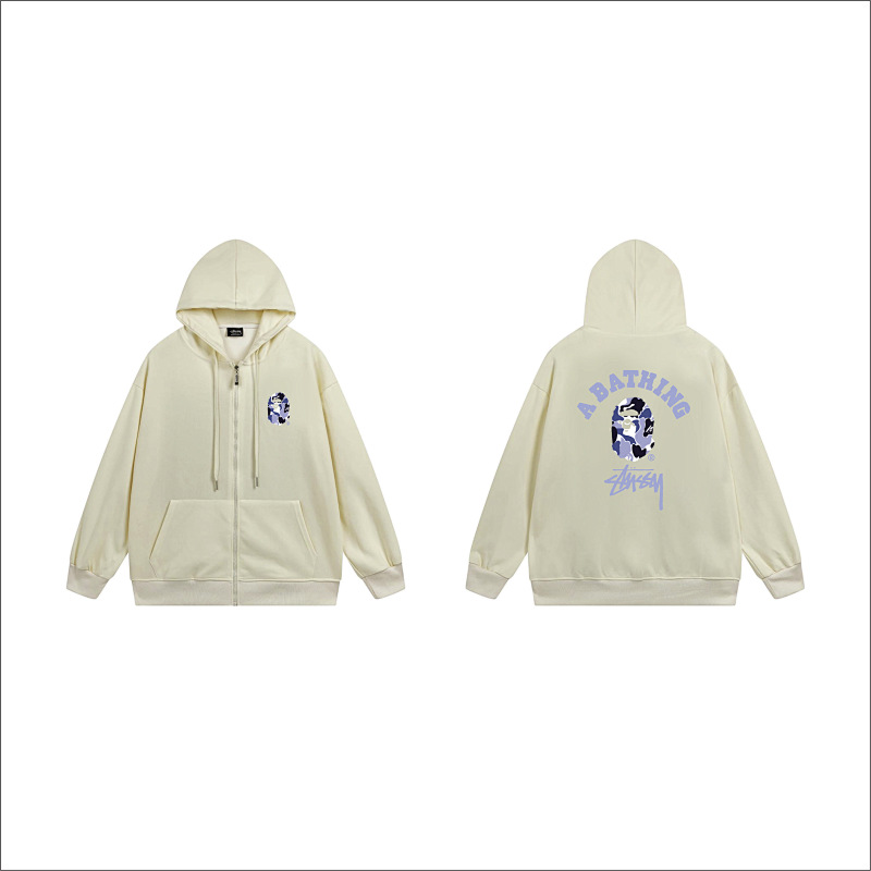 Stussy Blue Arch Portrait Full-Zip Hoodie