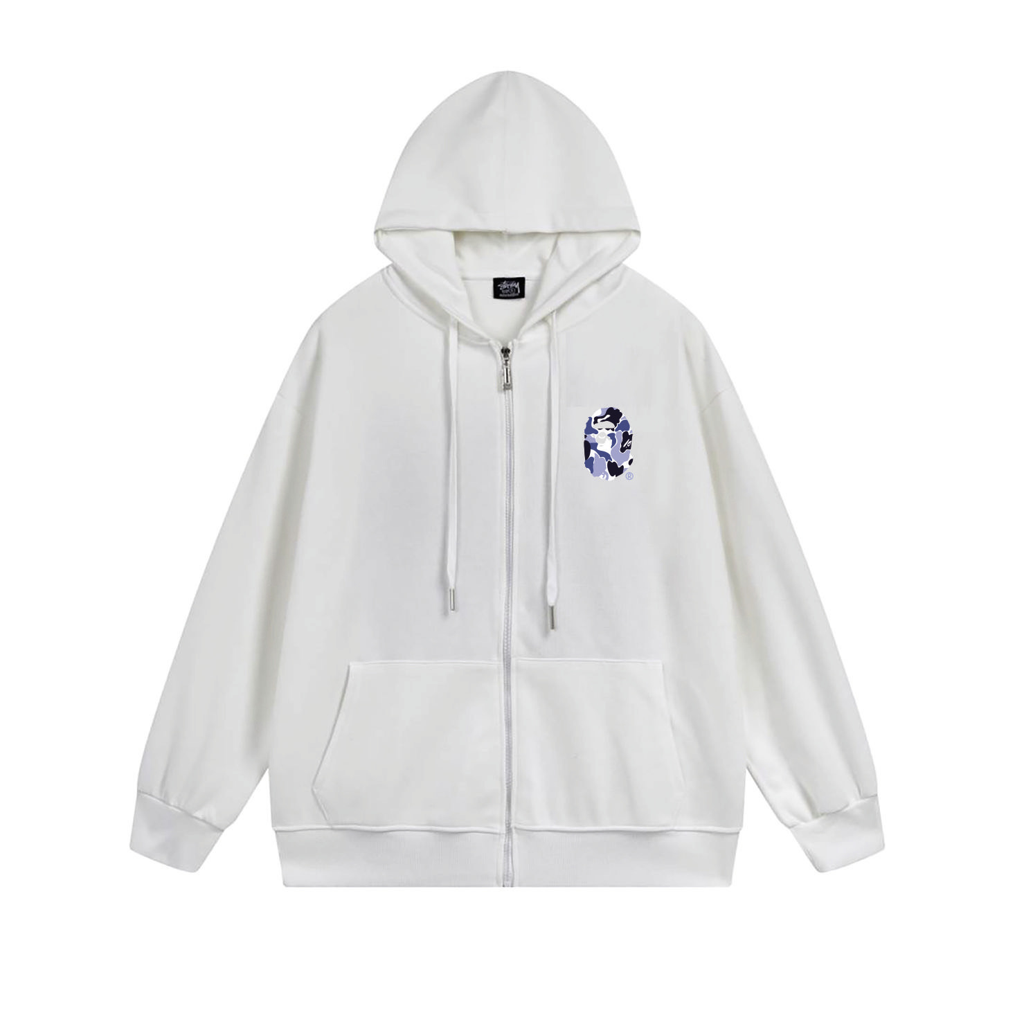 Stussy Blue Arch Portrait Full-Zip Hoodie