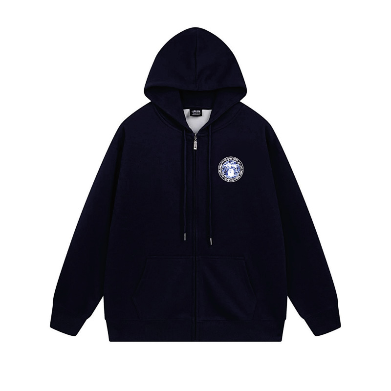 Stussy Blue Crystal Medallion Full-Zip Hoodie