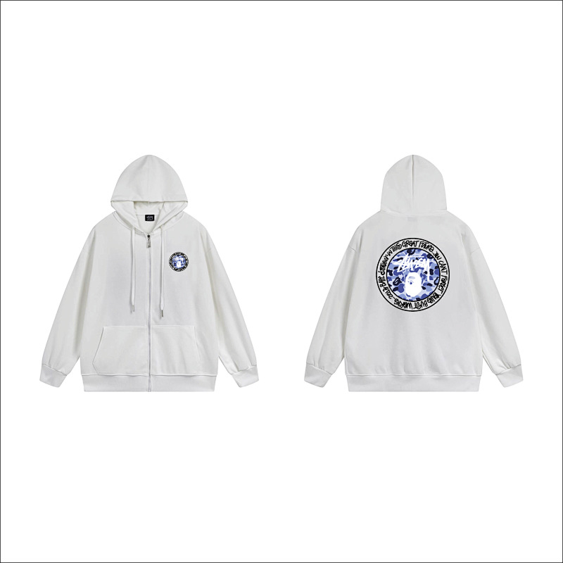 Stussy Blue Crystal Medallion Full-Zip Hoodie