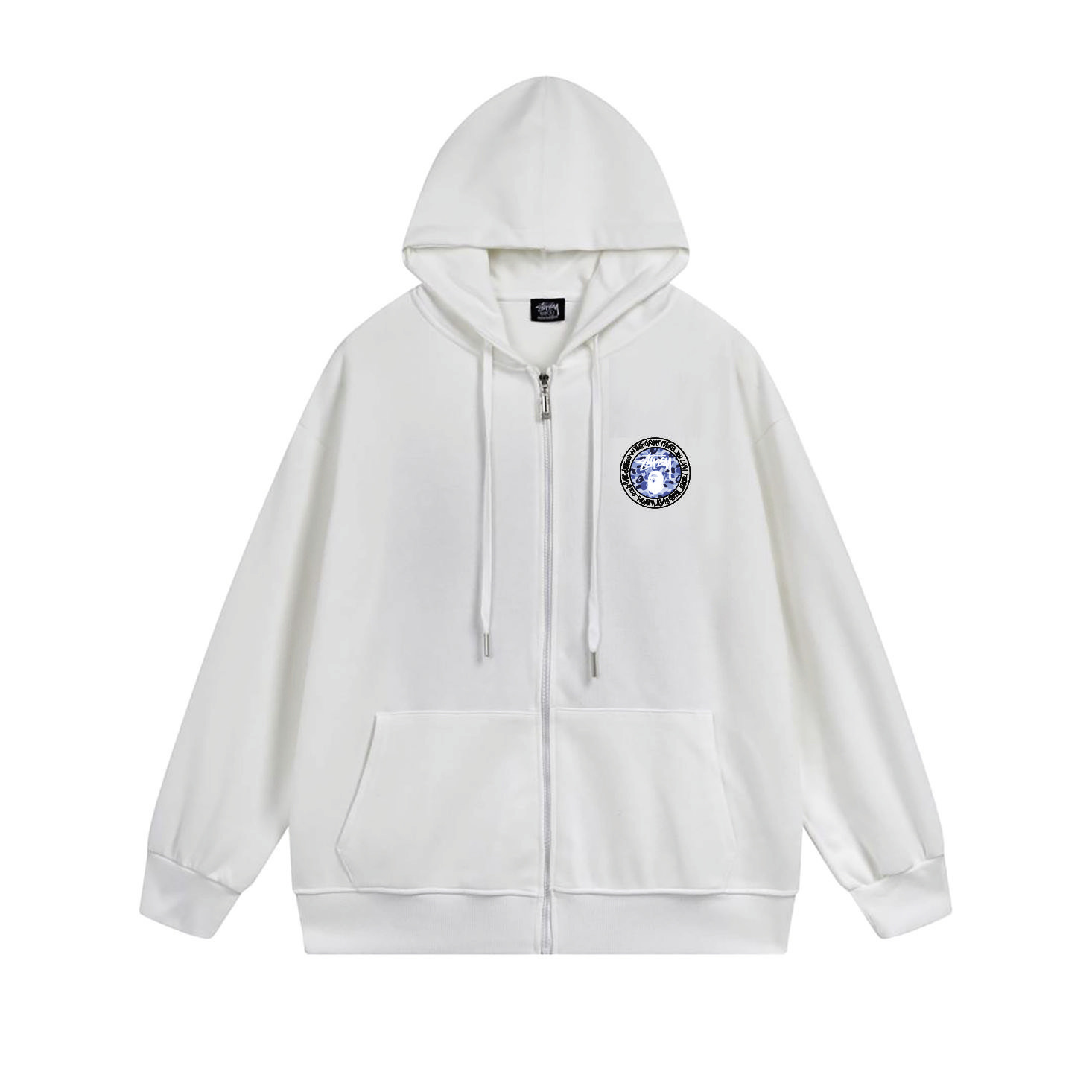 Stussy Blue Crystal Medallion Full-Zip Hoodie