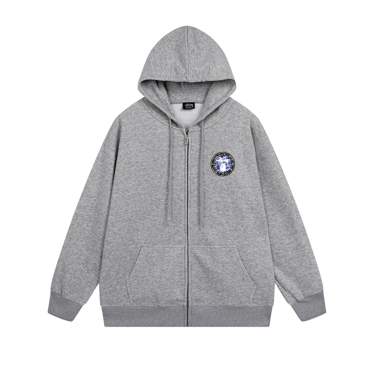 Stussy Blue Crystal Medallion Full-Zip Hoodie