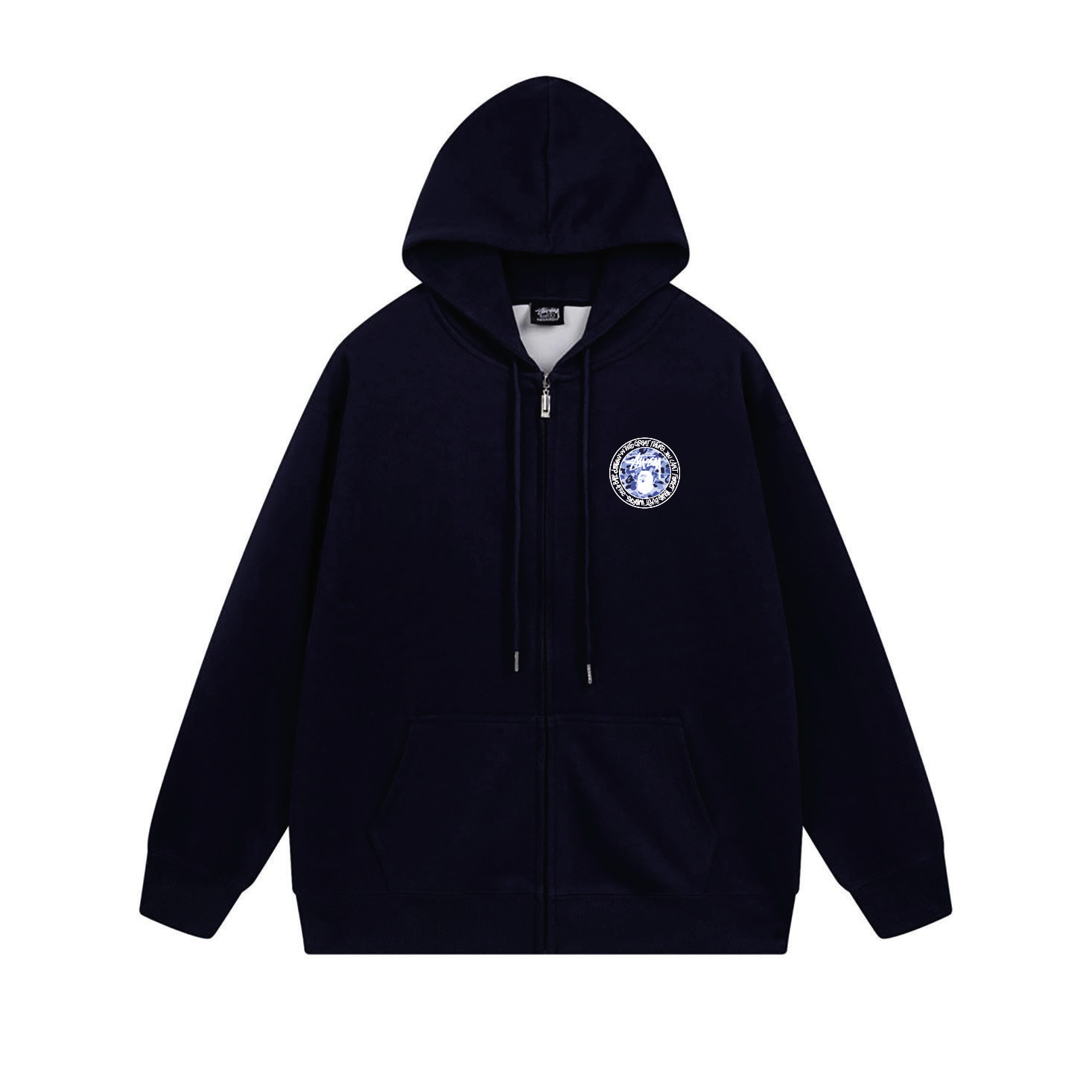 Stussy Blue Crystal Medallion Full-Zip Hoodie