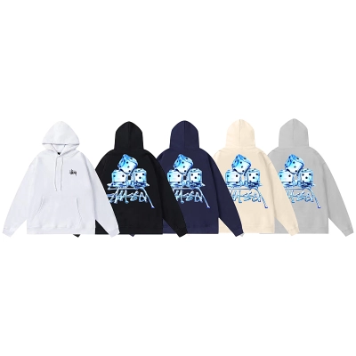 Stussy Blue Dice Collage Pullover Hoodie 01