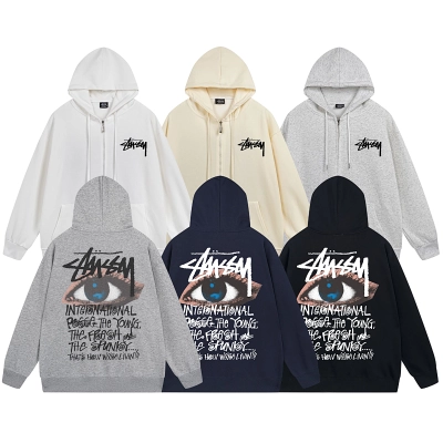 Stussy Blue Floral Crest Full-Zip Hoodie 01
