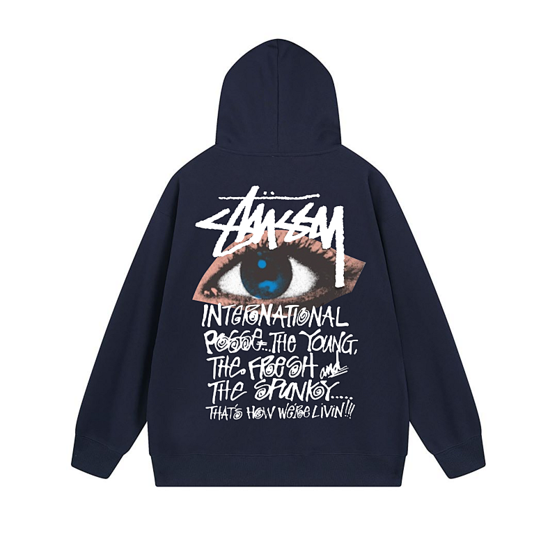 Stussy Blue Floral Crest Full-Zip Hoodie