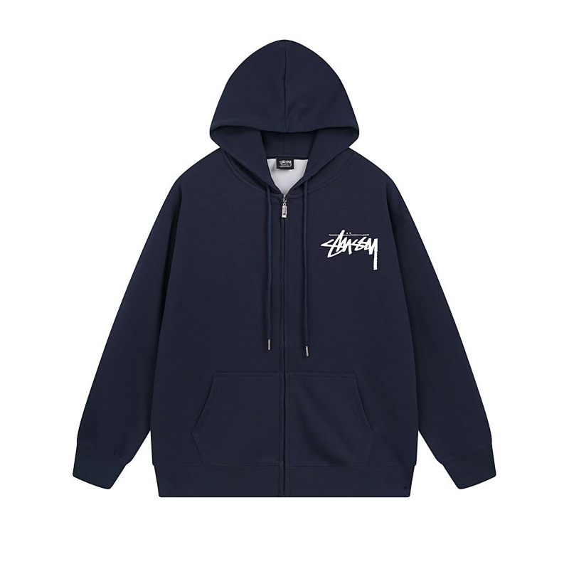 Stussy Blue Floral Crest Full-Zip Hoodie