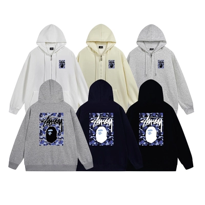 Stussy Blue Framed Portrait Full-Zip Hoodie 01