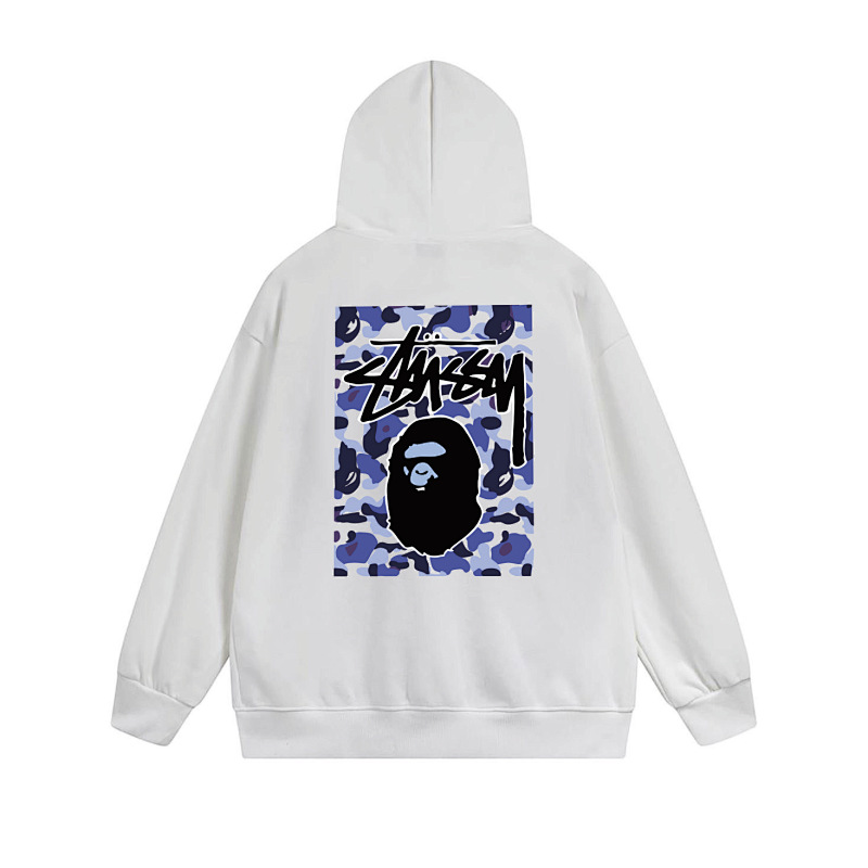 Stussy Blue Framed Portrait Full-Zip Hoodie
