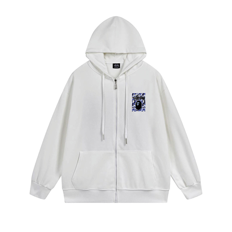 Stussy Blue Framed Portrait Full-Zip Hoodie