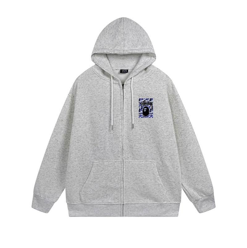 Stussy Blue Framed Portrait Full-Zip Hoodie