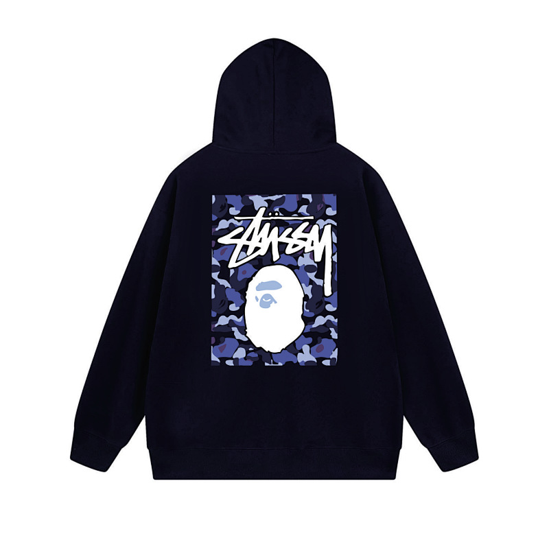 Stussy Blue Framed Portrait Full-Zip Hoodie