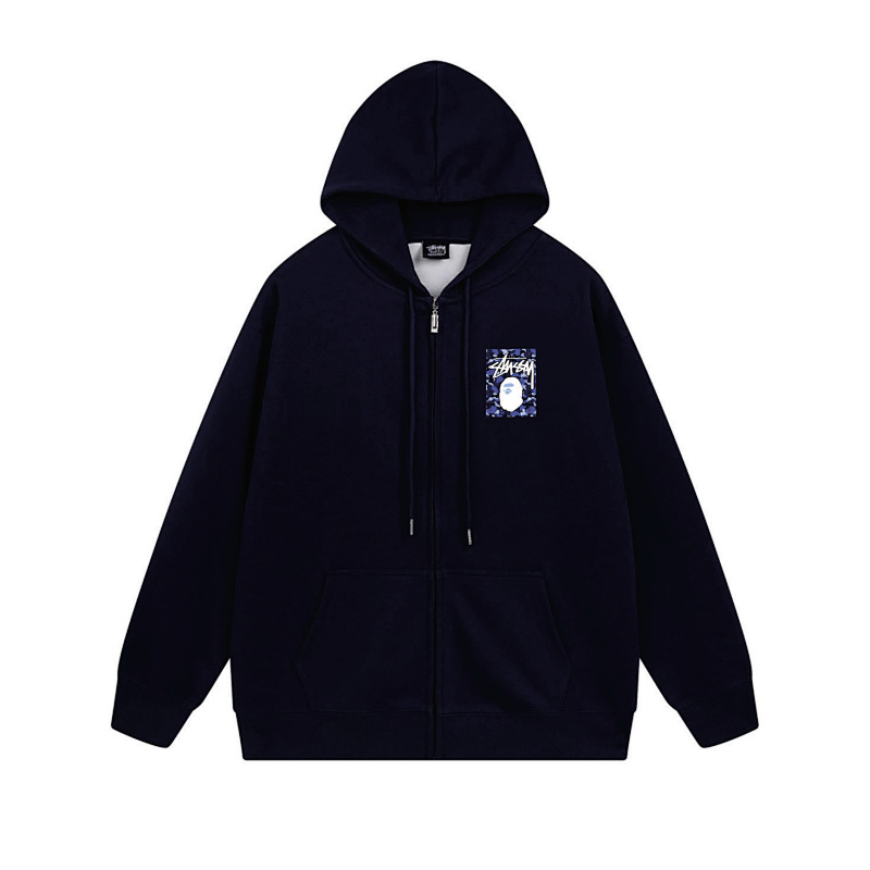 Stussy Blue Framed Portrait Full-Zip Hoodie