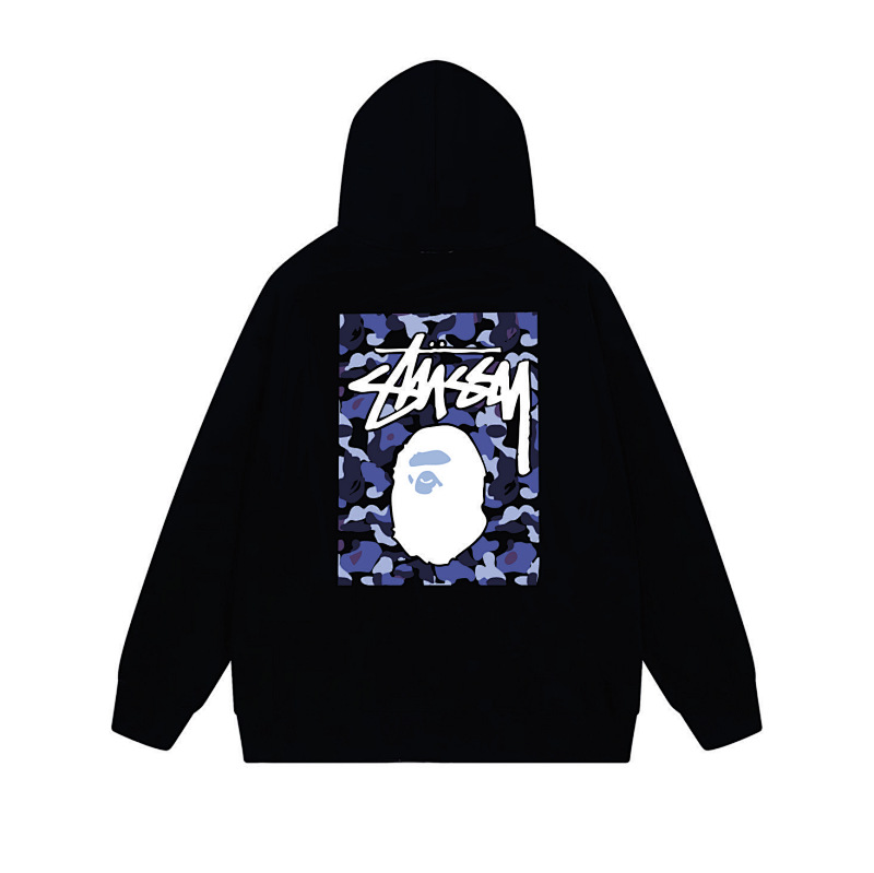 Stussy Blue Framed Portrait Full-Zip Hoodie