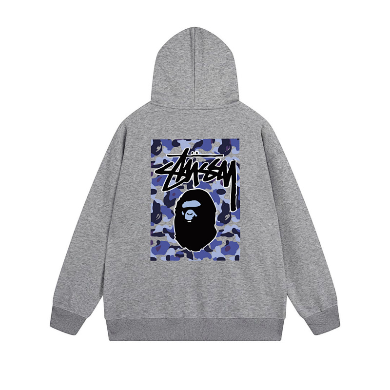 Stussy Blue Framed Portrait Full-Zip Hoodie