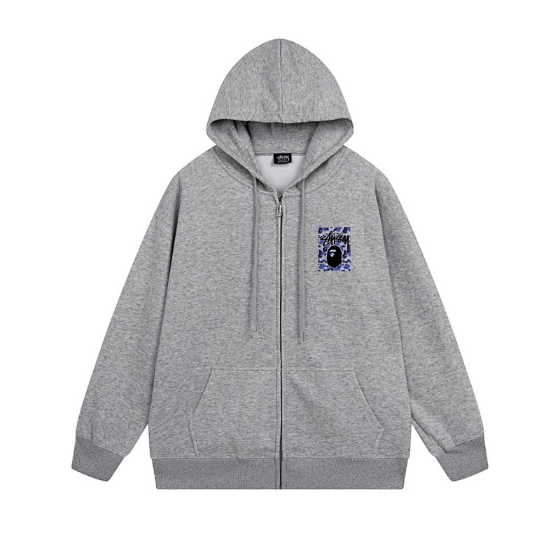 Stussy Blue Framed Portrait Full-Zip Hoodie