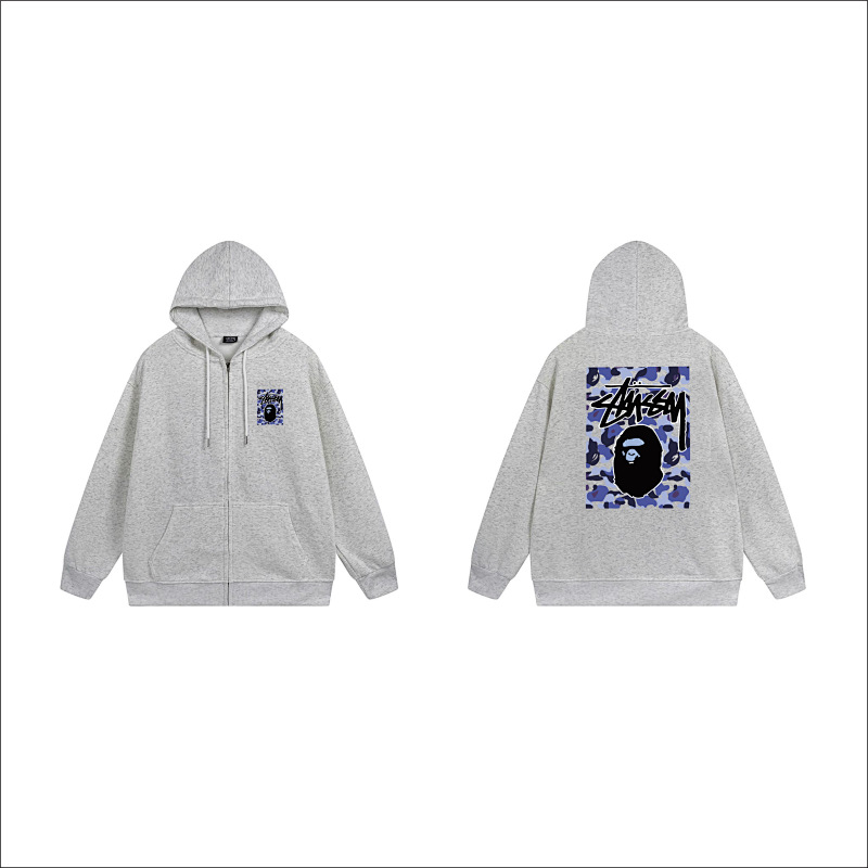 Stussy Blue Framed Portrait Full-Zip Hoodie