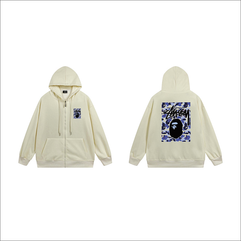 Stussy Blue Framed Portrait Full-Zip Hoodie