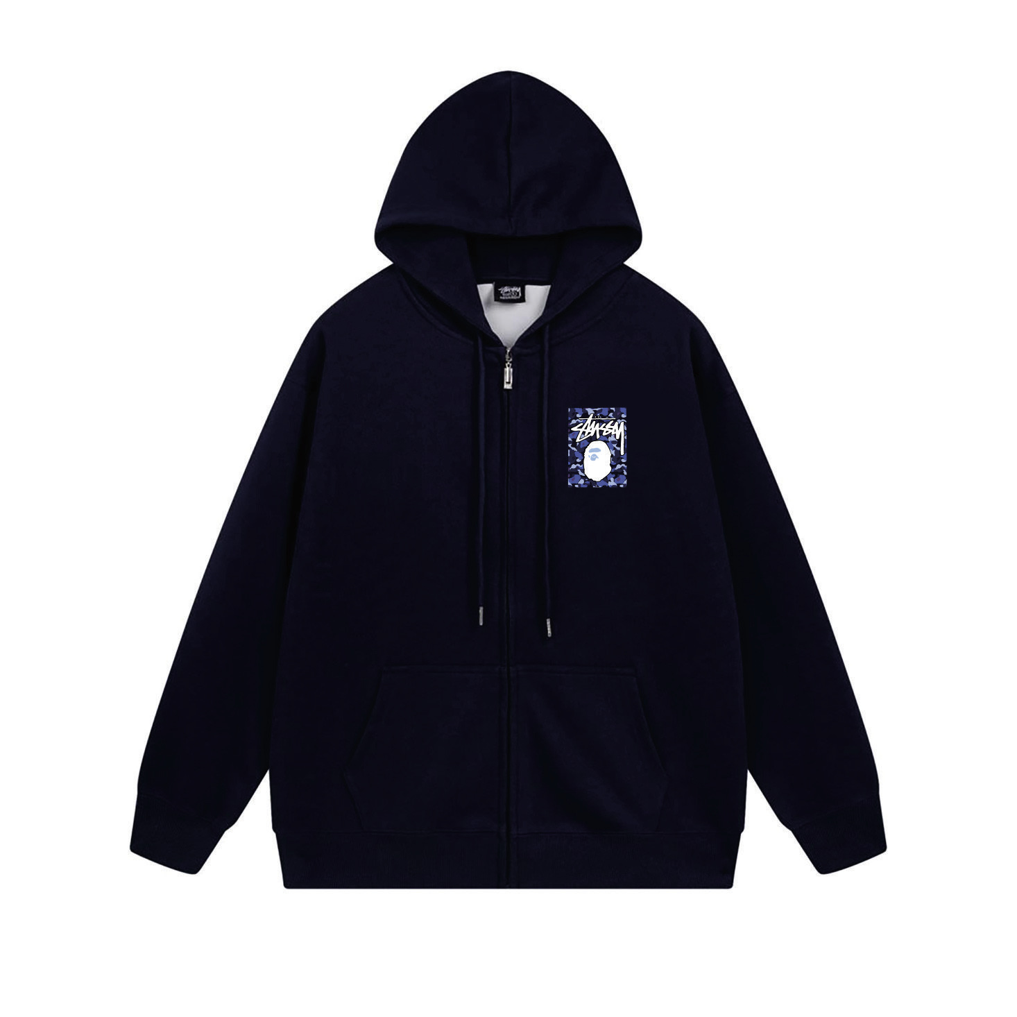 Stussy Blue Framed Portrait Full-Zip Hoodie
