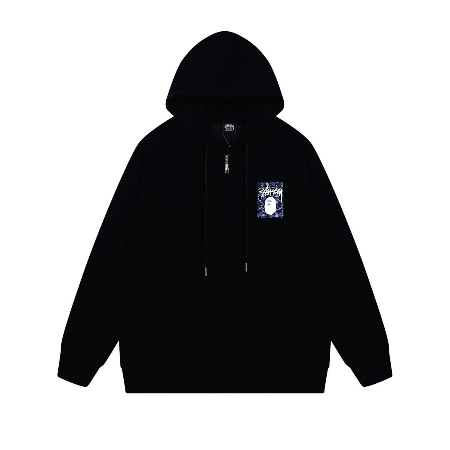 Stussy Blue Framed Portrait Full-Zip Hoodie