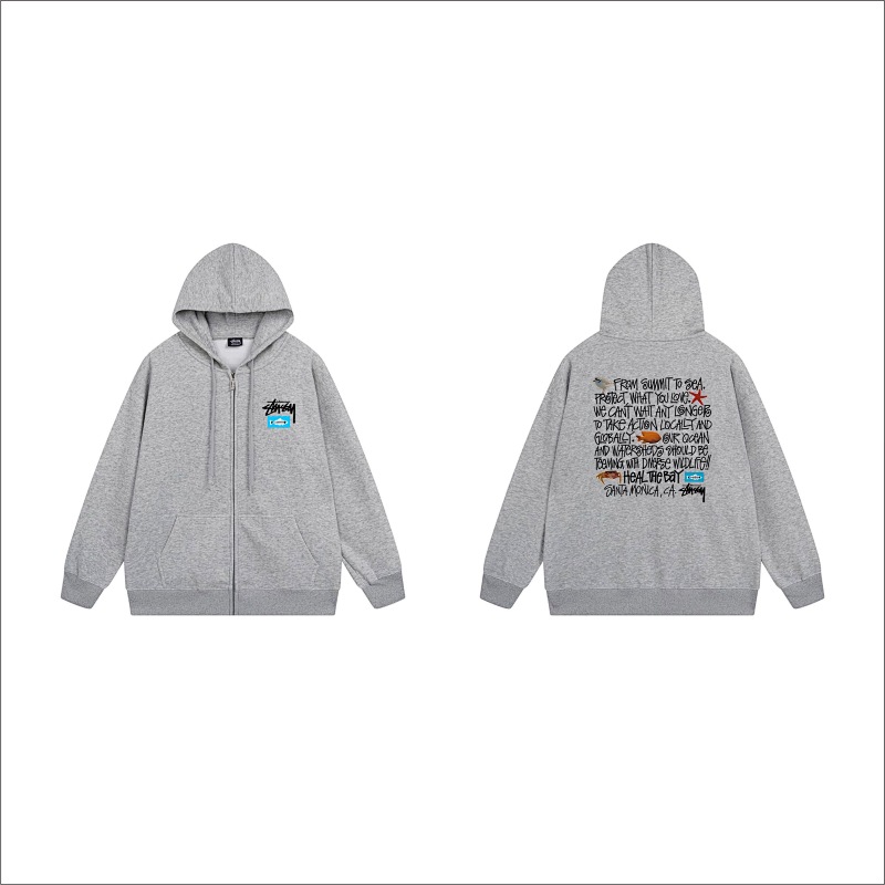 Stussy Blueprint Text Grid Full-Zip Hoodie