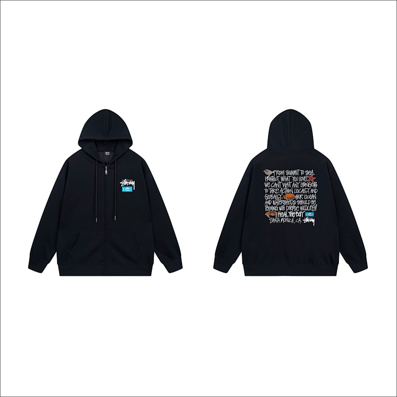 Stussy Blueprint Text Grid Full-Zip Hoodie