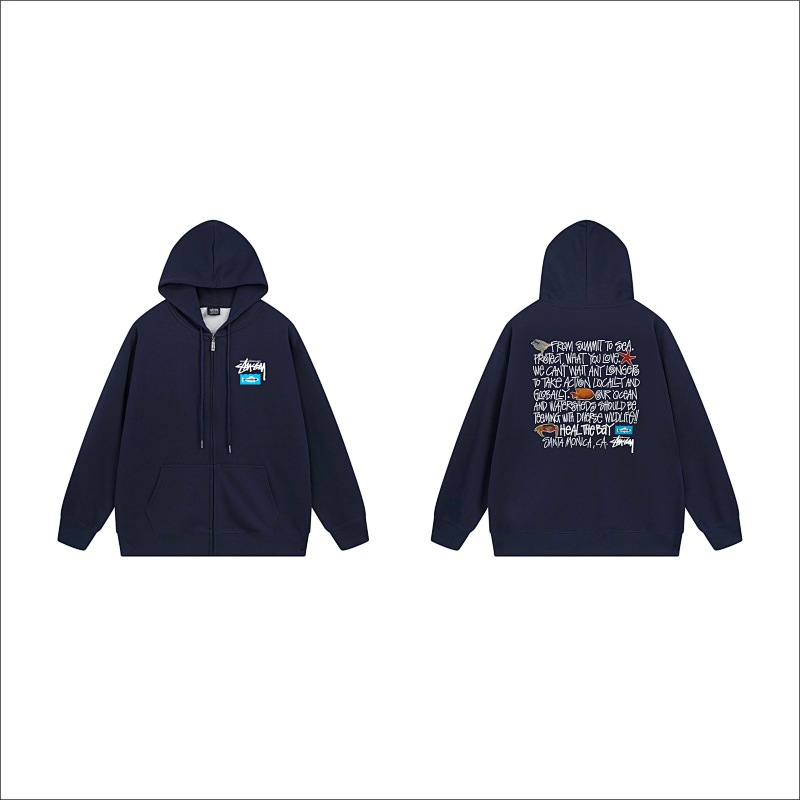 Stussy Blueprint Text Grid Full-Zip Hoodie