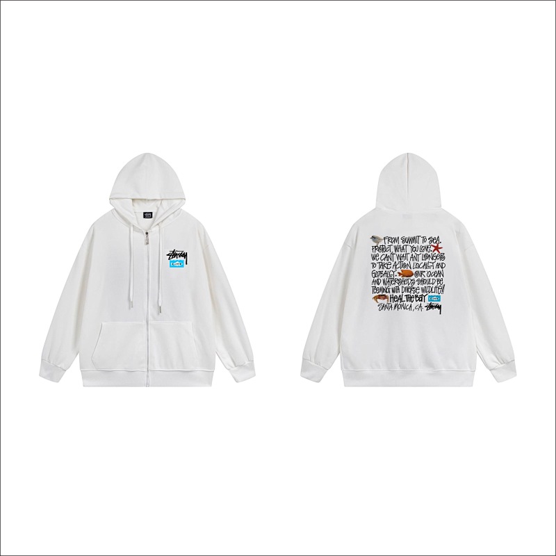 Stussy Blueprint Text Grid Full-Zip Hoodie