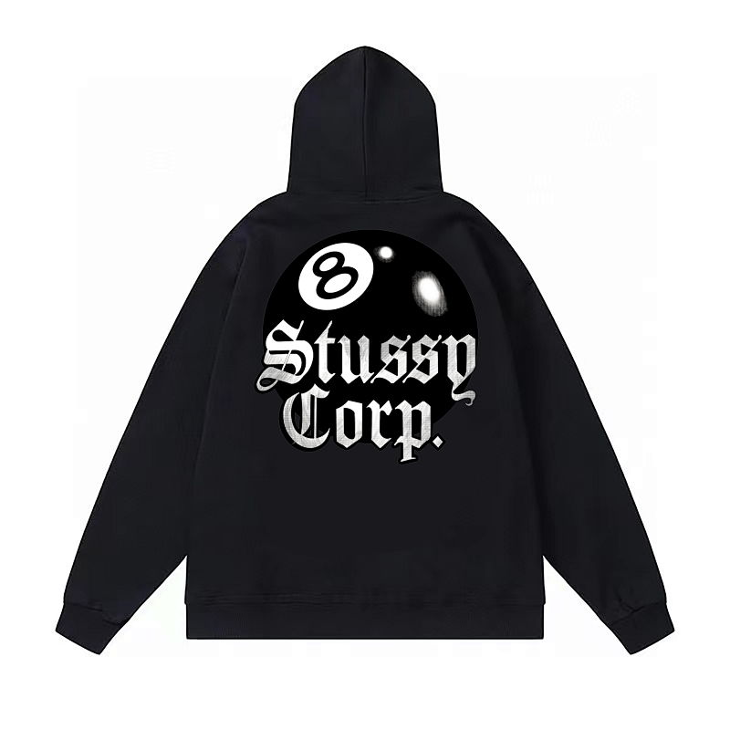 Stussy Corp 8 Ball Typography Pullover Hoodie
