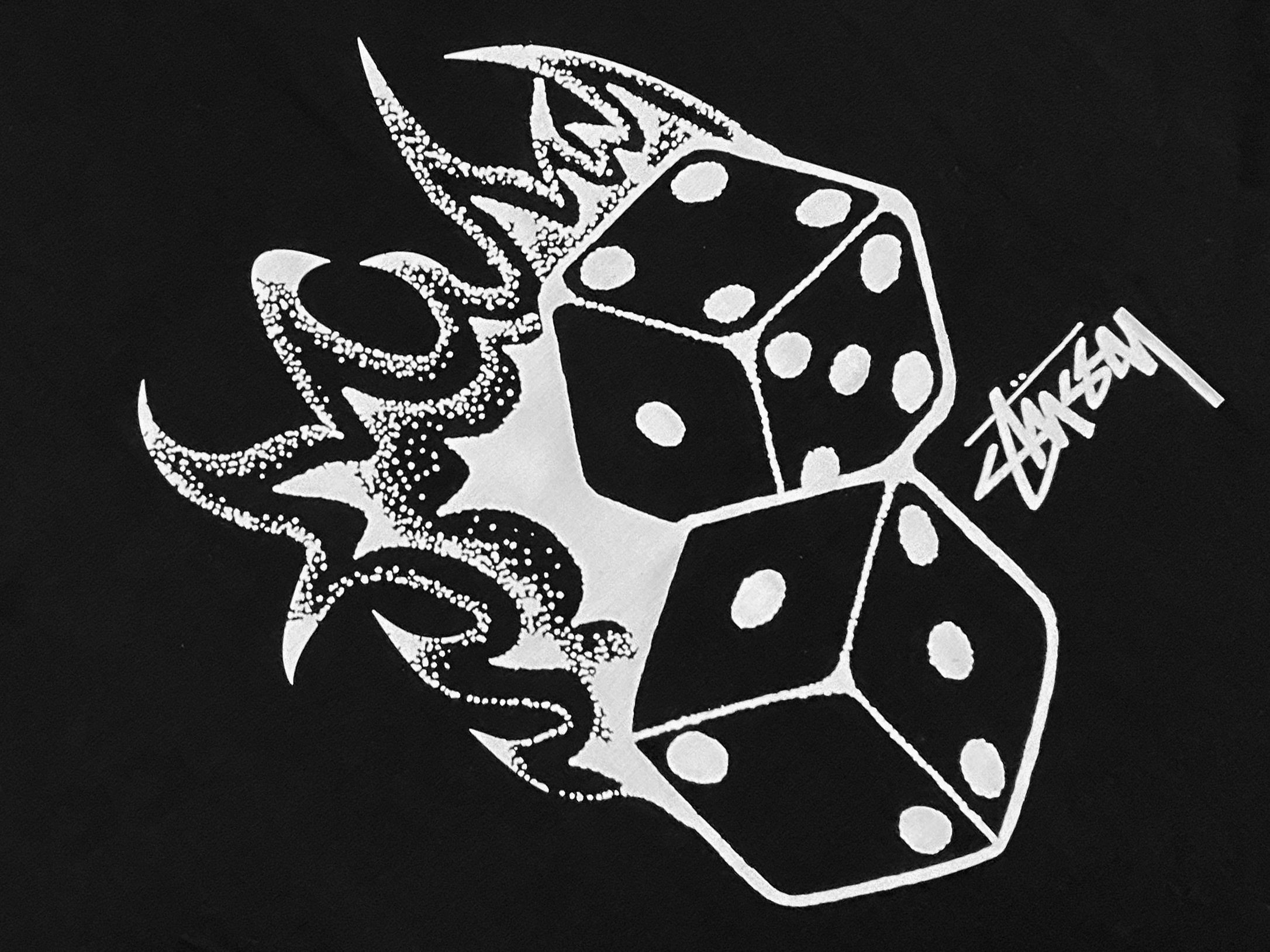 Stussy Flaming Billiard Skull T-Shirt