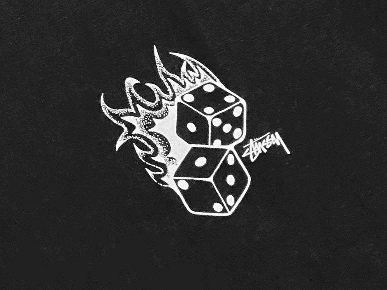 Stussy Flaming Billiard Skull T-Shirt