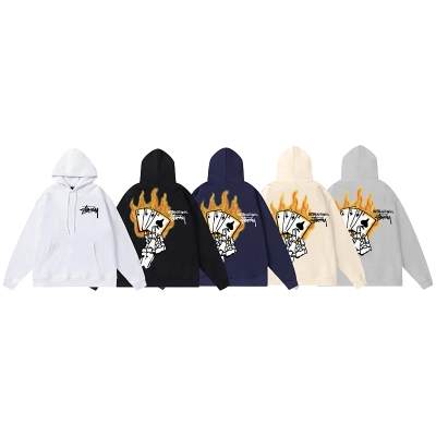 Stussy Flaming Skeleton Hand Pullover Hoodie 01