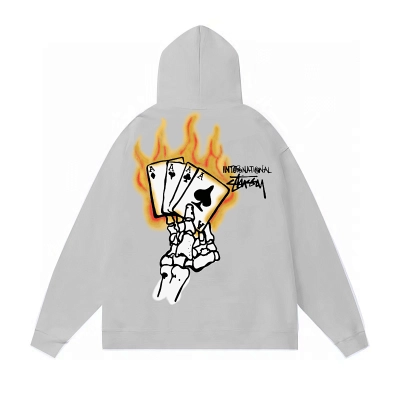 Stussy Flaming Skeleton Hand Pullover Hoodie 02