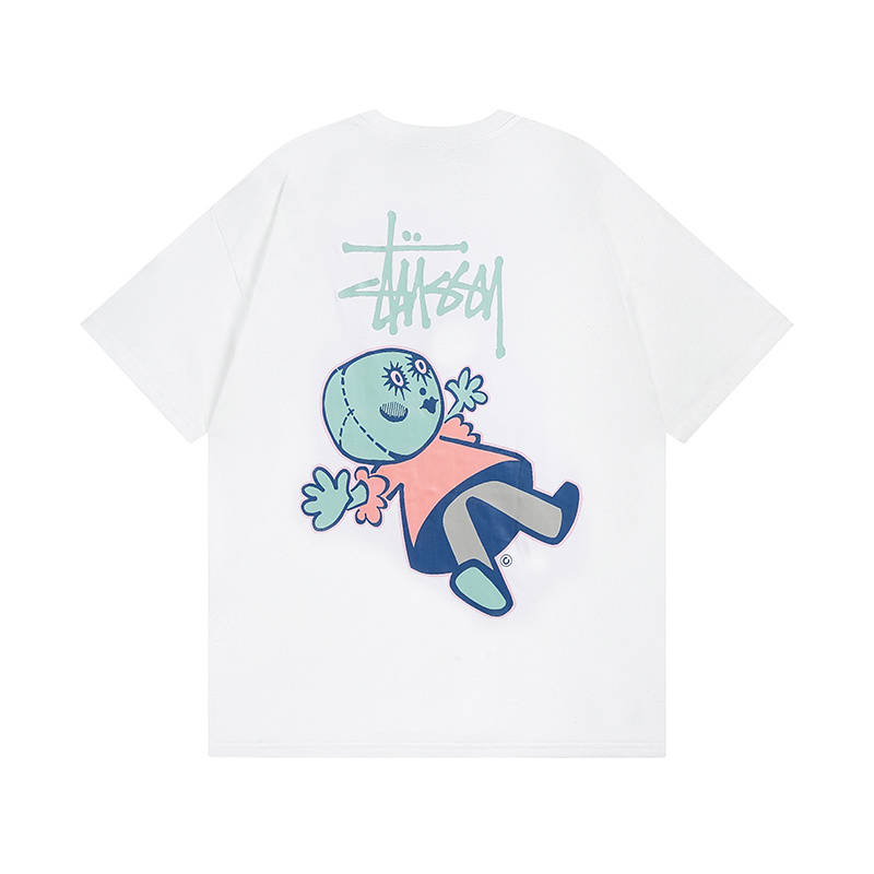 Stussy Flower Mascot Cartoon T-Shirt
