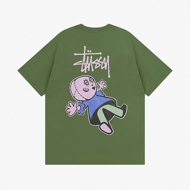Stussy Flower Mascot Cartoon T-Shirt